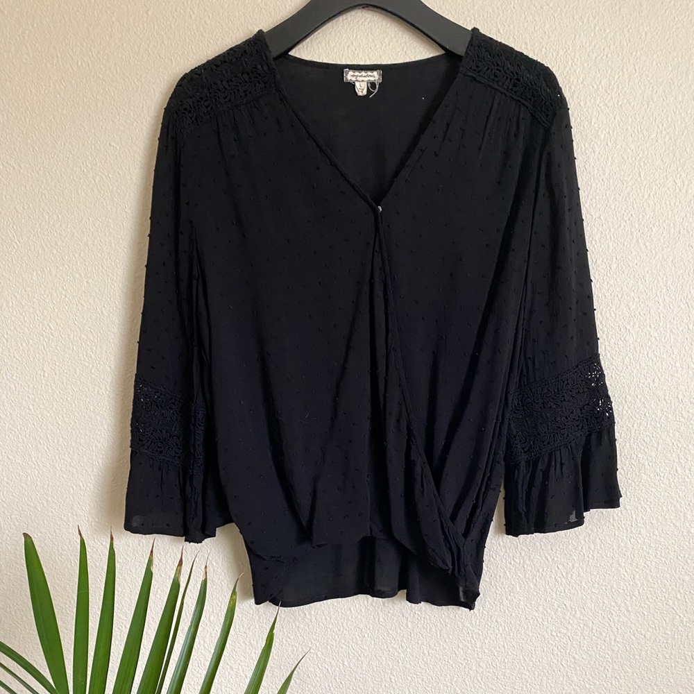 NWOT Black blouse with lace details